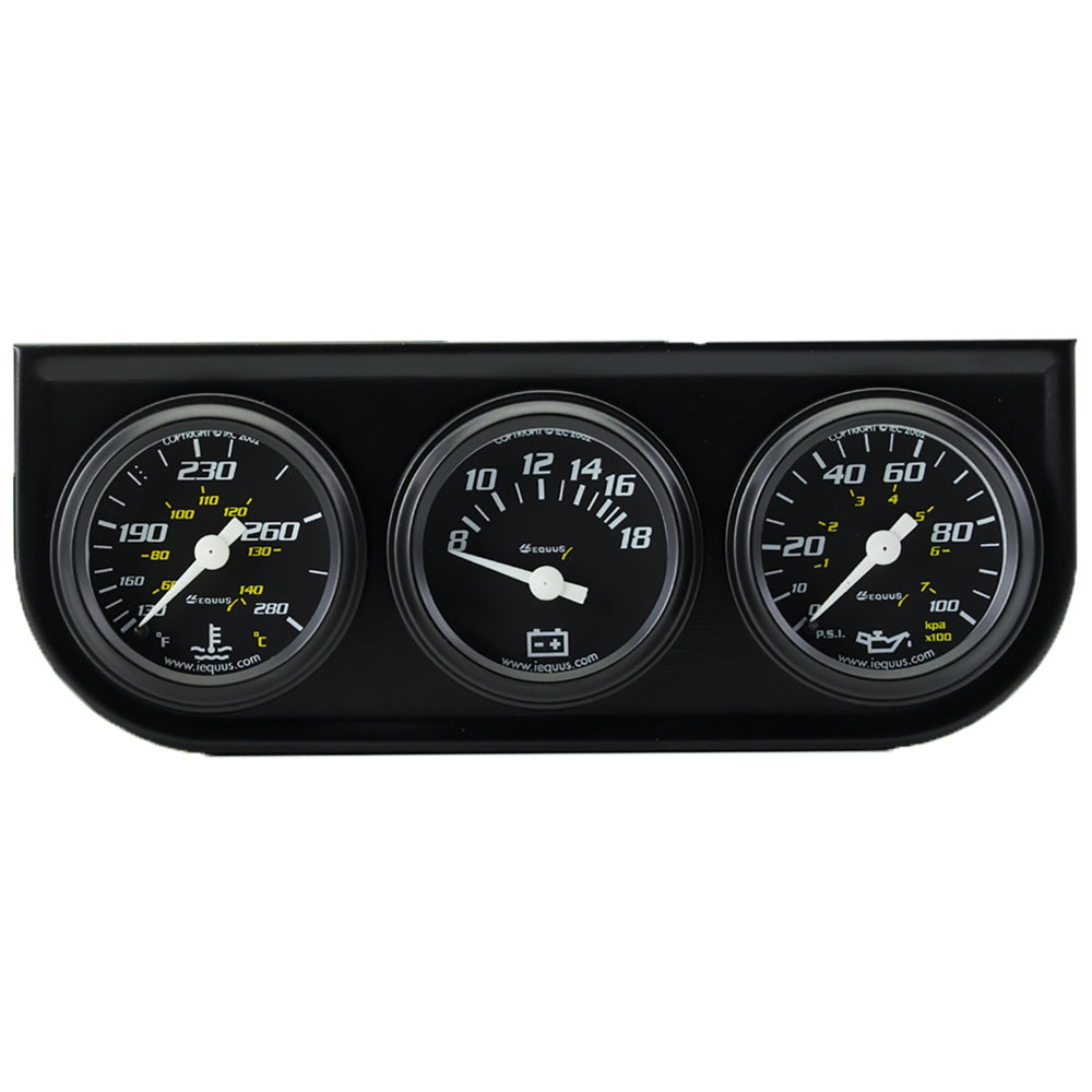 11/2 Dia Triple Gauge Set w/Black Panel Coastal Race Parts